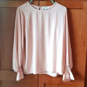 Blush pink ruffle sleeve top